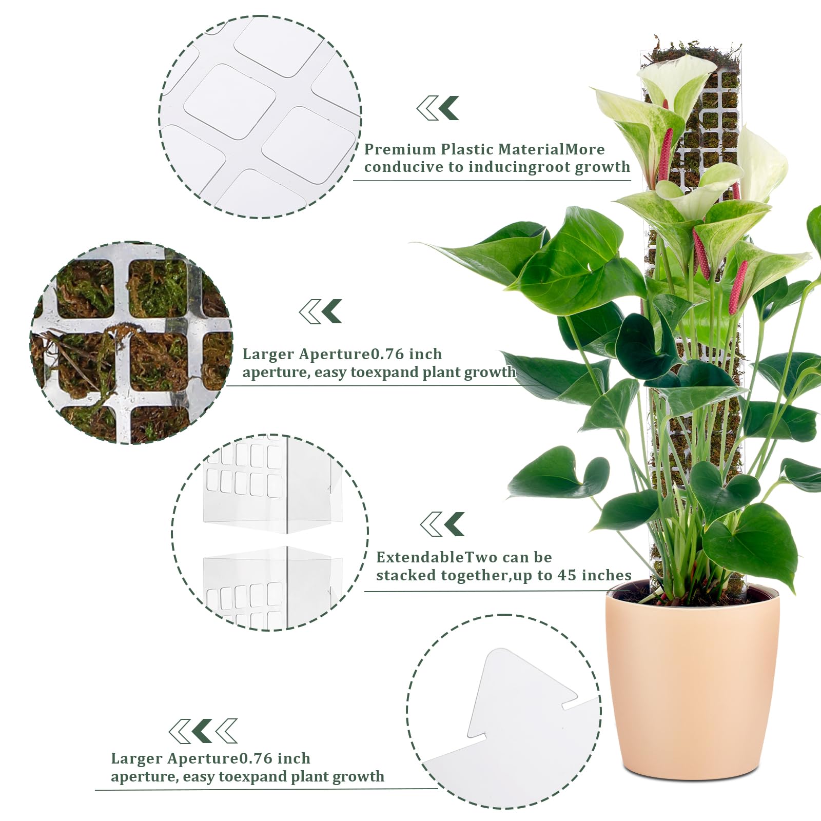 Moss Pole Plastic Plant Stand  - Sphagnum Moss Dry recension och pris